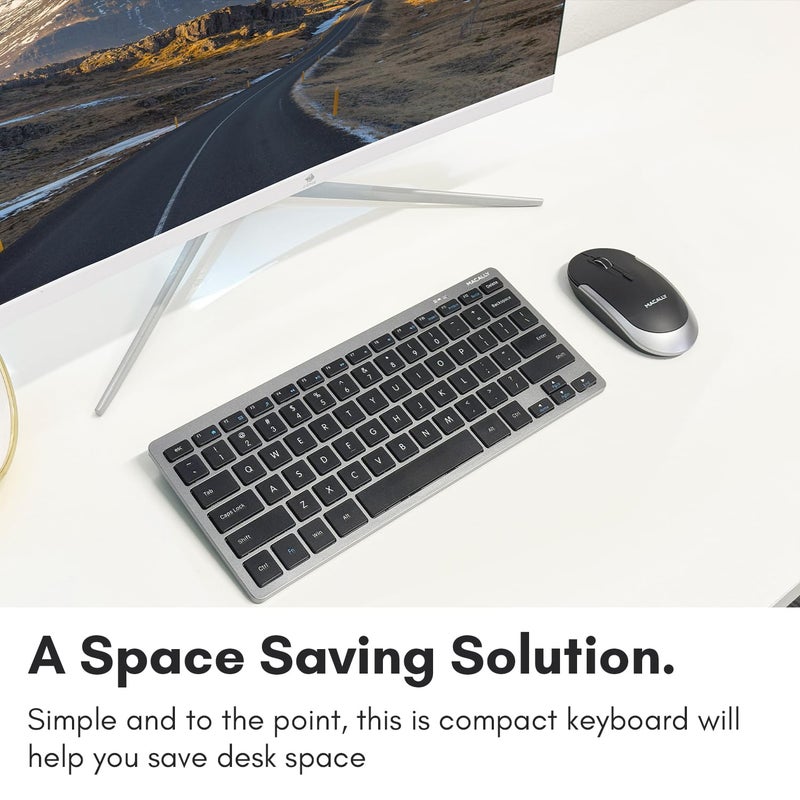 Macally Small Wireless Keyboard | Mini Keyboard for PC - Slim, Quiet & Portable for Laptop, Desktop PC, Surface, Chromebook - Space Gray - Image 2