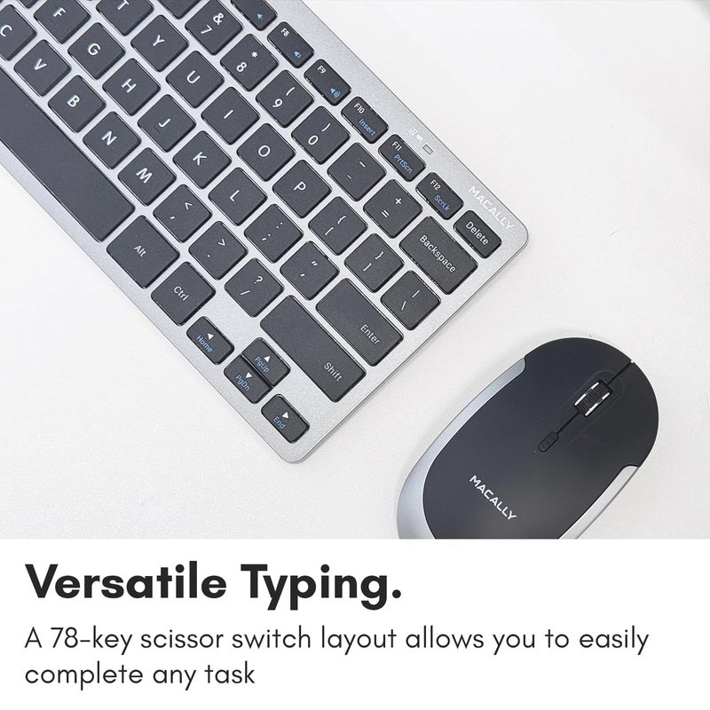 Macally Small Wireless Keyboard | Mini Keyboard for PC - Slim, Quiet & Portable for Laptop, Desktop PC, Surface, Chromebook - Space Gray - Image 5