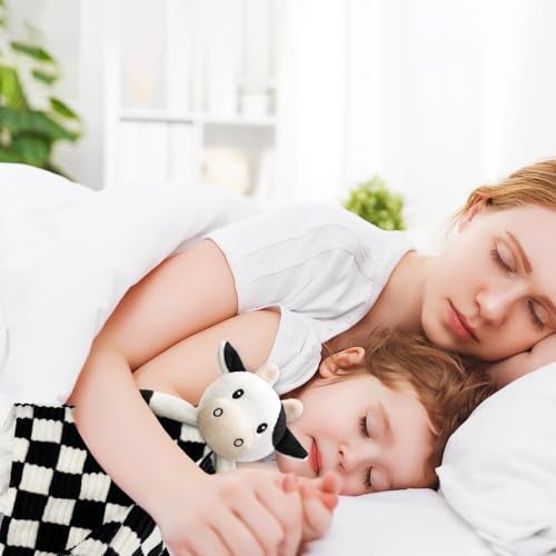 BEILIMU Cow High Contrast Baby Security Blanket for Babies, Soft 3D Checkerboard Lovey with Minky Dot Fabric Backing, Newborn Boys and Girls Snuggle Stuffed Animal Blankie 14 Inch - Image 5