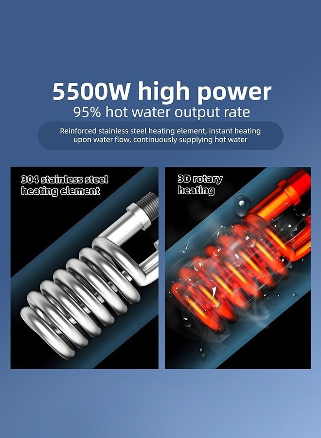 WALALLA 5500W Tankless Electric Water Heater with LED Display, Instant Hot Water for Shower & Kitchen, Adjustable Temperature & IPX4 Waterproof, Includes Shower Set - Image 4