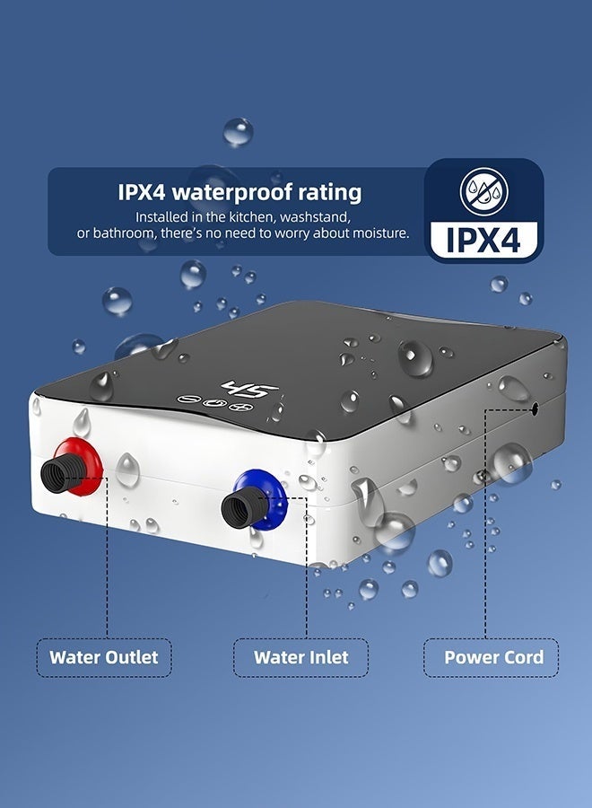 WALALLA 5500W Tankless Electric Water Heater with LED Display, Instant Hot Water for Shower & Kitchen, Adjustable Temperature & IPX4 Waterproof, Includes Shower Set - Image 3