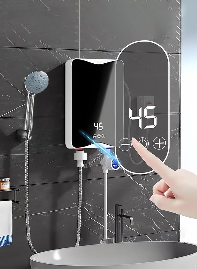 WALALLA 5500W Tankless Electric Water Heater with LED Display, Instant Hot Water for Shower & Kitchen, Adjustable Temperature & IPX4 Waterproof, Includes Shower Set - Image 1