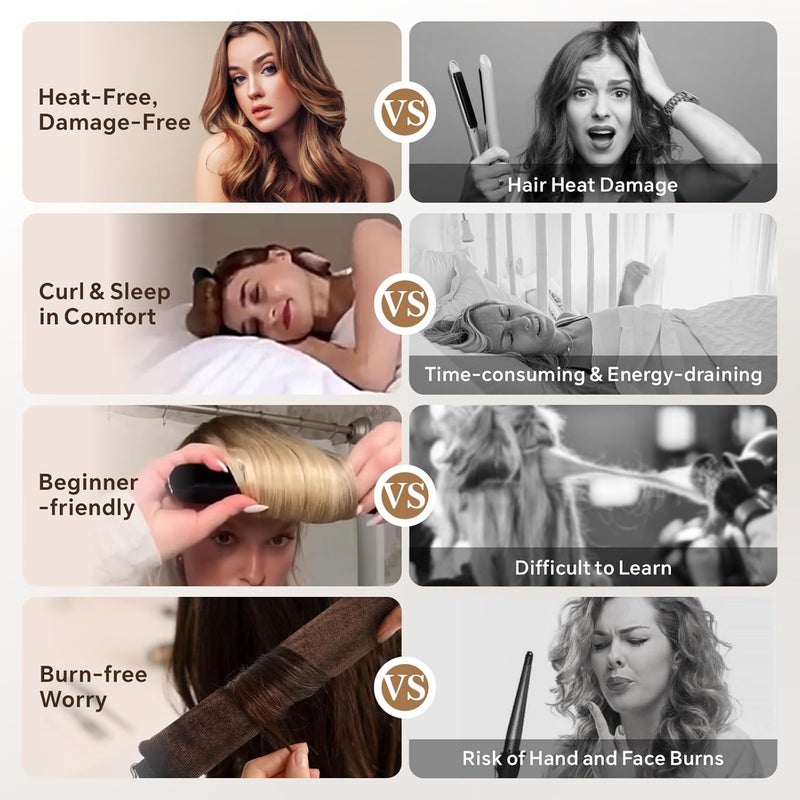Baytion 4pcs Heatless Hair Curler Set, Satin Heatless Curling Rods for Heatless Curls Overnight Soft Curls with Velvet Curlers&Silk Scarf Frizz Free Styling Hair Rollers for Women Girls All Hairstyles - Image 3