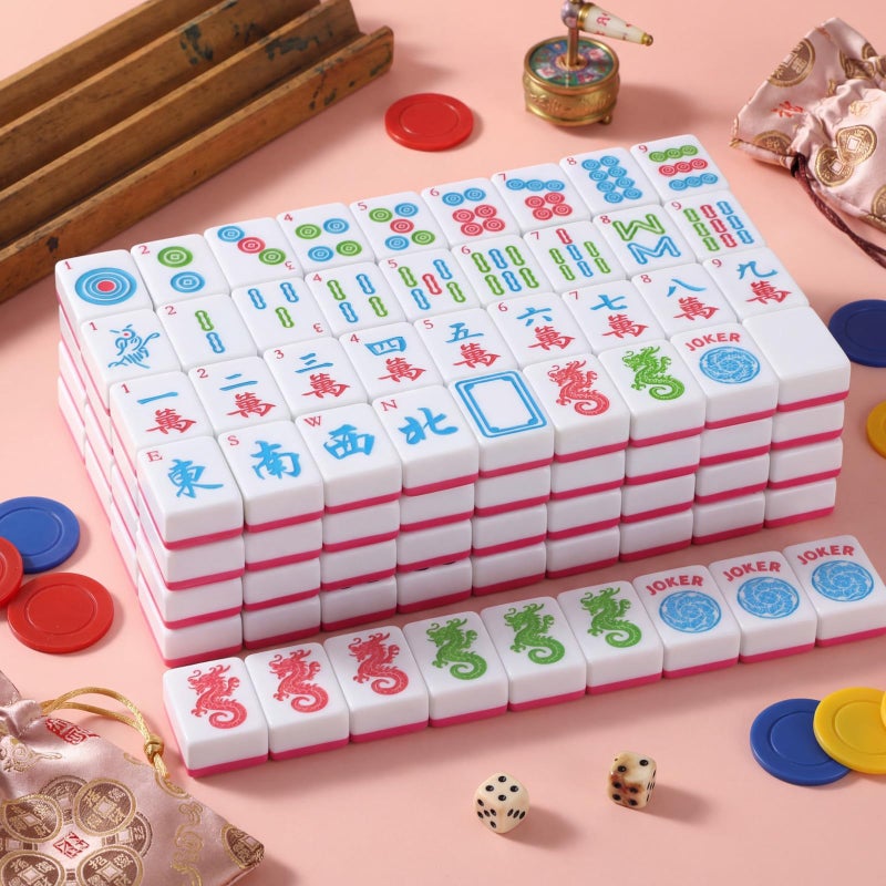 VercanMonth Pink American Mahjong Tile Set 166 1.2-inch American Mahjong Game Set - Image 4