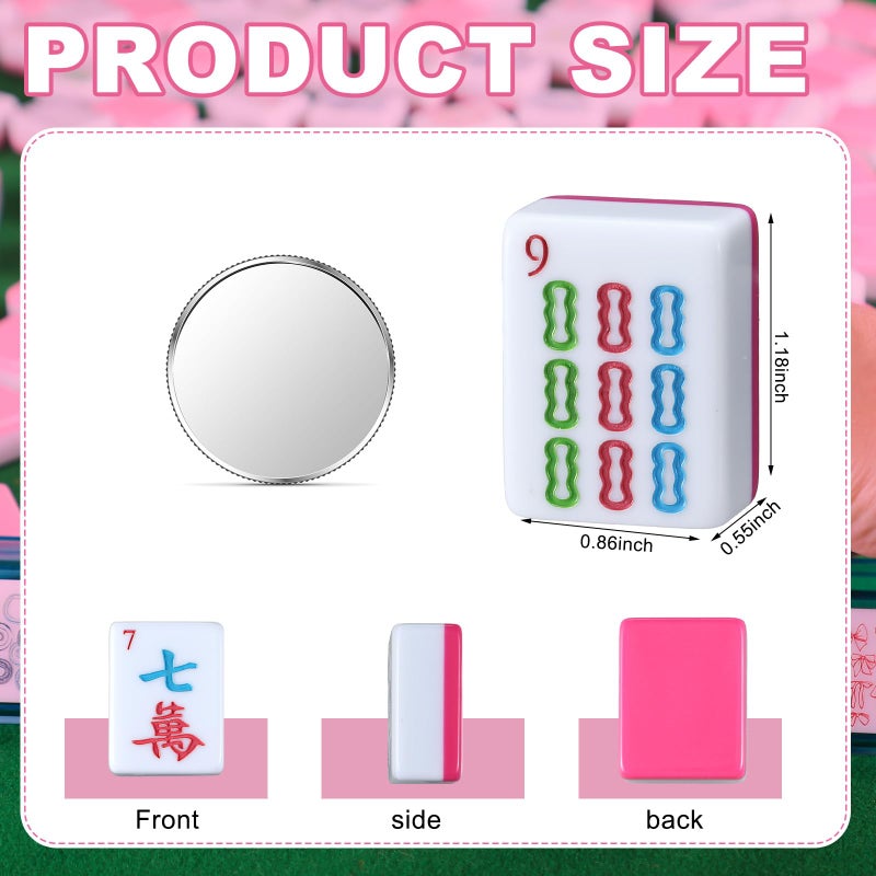 VercanMonth Pink American Mahjong Tile Set 166 1.2-inch American Mahjong Game Set - Image 2