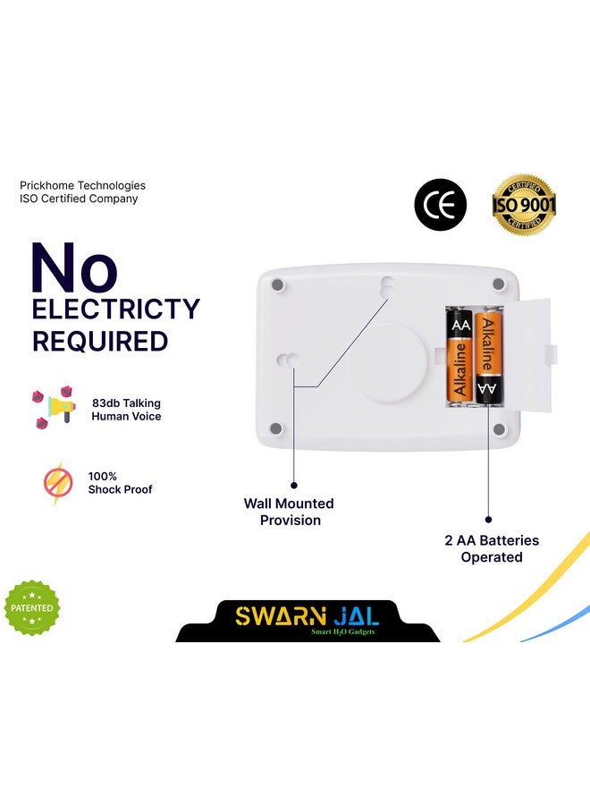 Swarn Jal (Model: A-VO20M-C) Water Tank Overflow Alarm with 2 Alkaline Cells + 20 Meter Wire, Loud Human Voice, Brass Sensors, 100% Shock Proof, 1-3 Years Cell Life, One Year Complete Warranty - Image 4