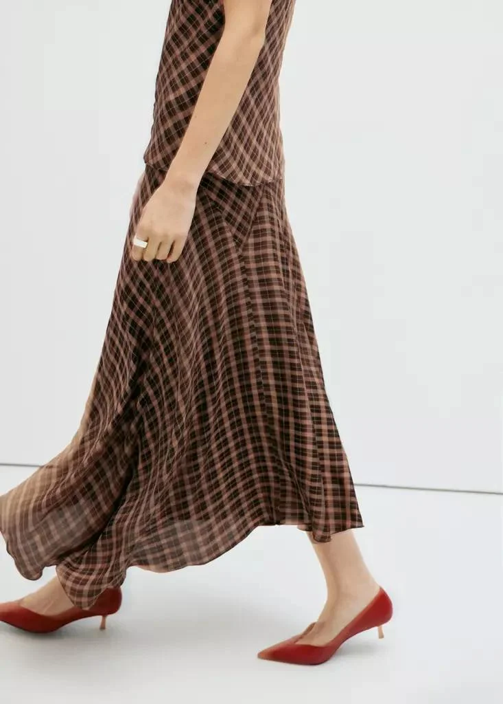 Checked Asymmetric Skirt