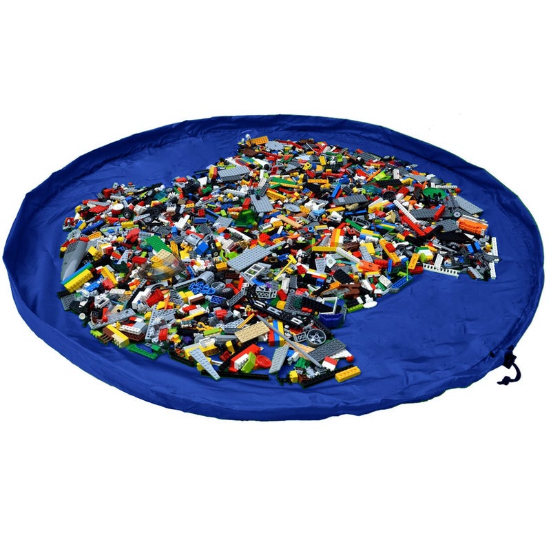 Natessance JJ PRIME - Toy Storage Bag | Large Bag Mat | Foldable Kids Storage Toys Organizer | Drawstring Bag Play Mat | Storage Ideas Fast Cleanup (150cm, Blue) - Image 1