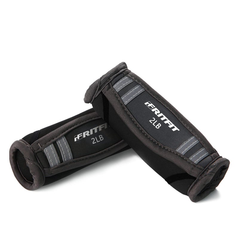 RitFit مجموعة أوزان يد ناعمة من ريت فيت - 0.5/0.75/1/1.5/2 رطل (زوج واحد) دمبل للمشي للنساء والرجال مع أحزمة عاكسة - الجري، الركض، العلاج الطبيعي، الأيروبكس - وردي، برتقالي، أزرق، رمادي، أسود - Image 1