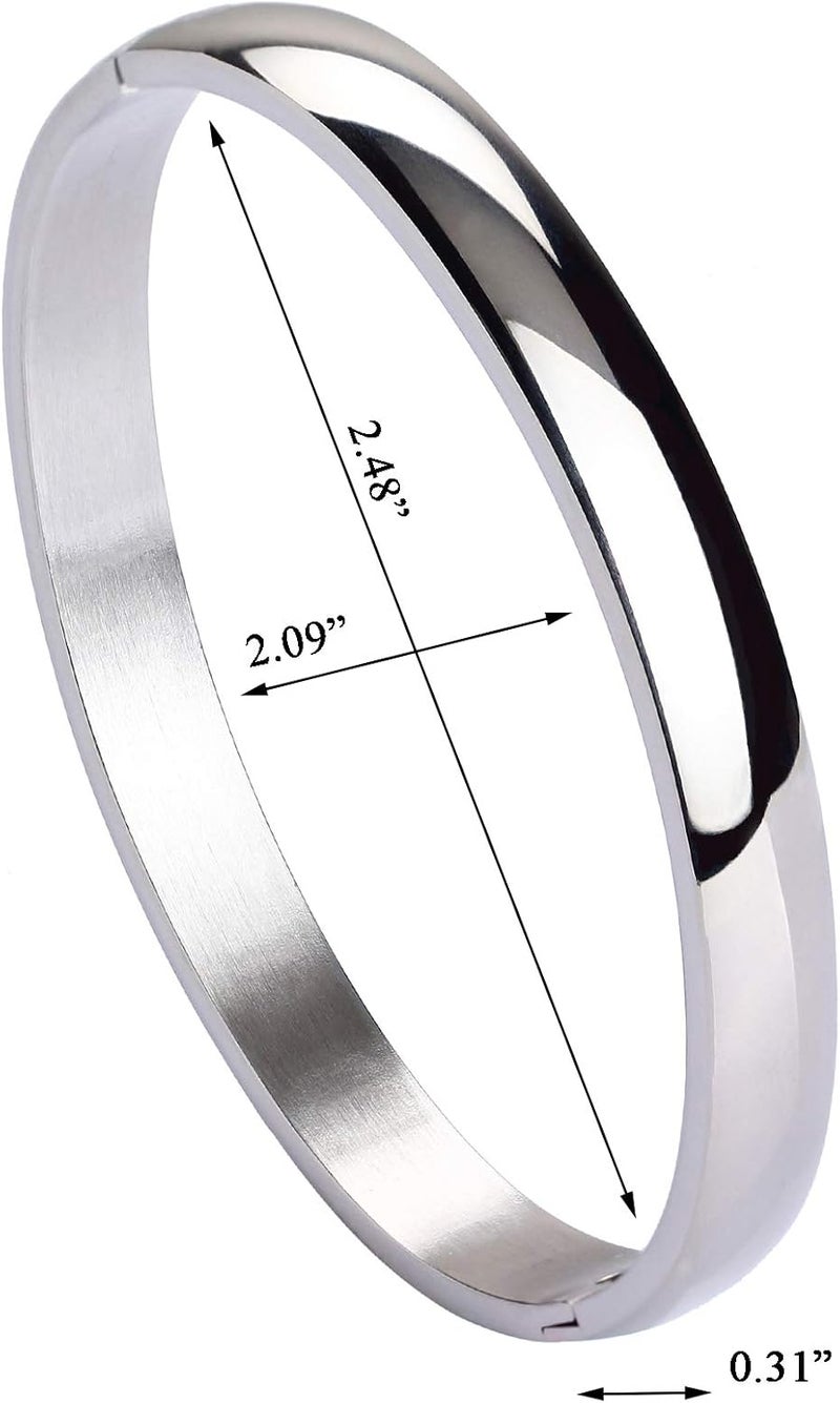 Milakoo Womens Bangle 8MM Stainless Steel Bracelet Oval Polished Finish Cuff Bangle 6.7" - Image 4