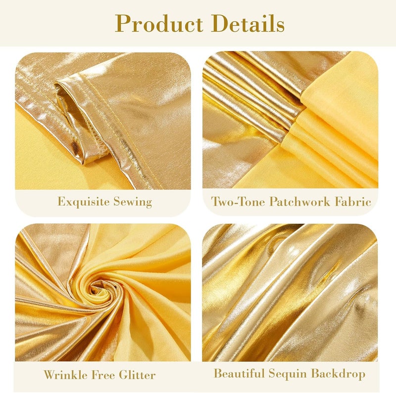 Suppromo Gold Yellow Arch Covers 7.2 and 6ft Sequin Sparkly Birthday Party Arch Backdrop Covers Set of 2 Spandex Shimmer Balloon Arch Stand Cover for Wedding Bridal Shower Baby Shower Photo Arches Background - Image 5