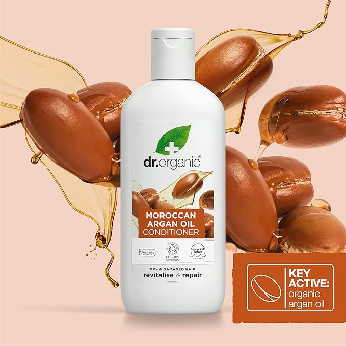 dr.organic Dr Organic Moroccan Argan Oil Conditioner Revitalising Natural Vegan CrueltyFree Paraben SLSFree Recyclable Recycled Ocean Bound Plastic Certified Organic 265ml Packaging may vary - Image 5