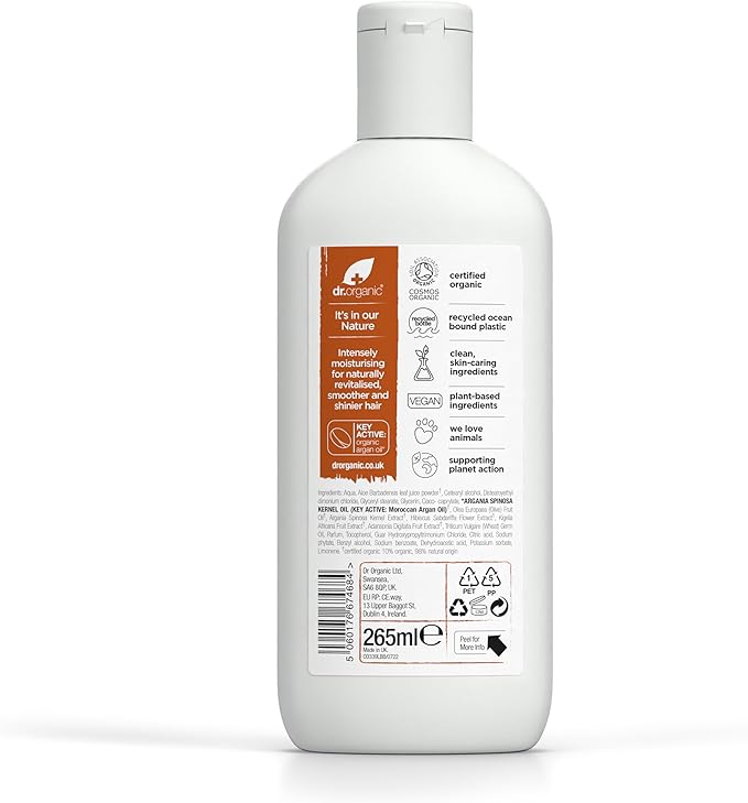 dr.organic Dr Organic Moroccan Argan Oil Conditioner Revitalising Natural Vegan CrueltyFree Paraben SLSFree Recyclable Recycled Ocean Bound Plastic Certified Organic 265ml Packaging may vary - Image 2