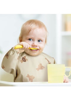 KASTWAVE Baby Weaning Bibs, Coverall Weaning Bib, PU Feeding Bibs With Long Sleeves, Waterproof Toddler Bibs Easy to Clean, Soft and Skin-Friendly Material  - Image 5