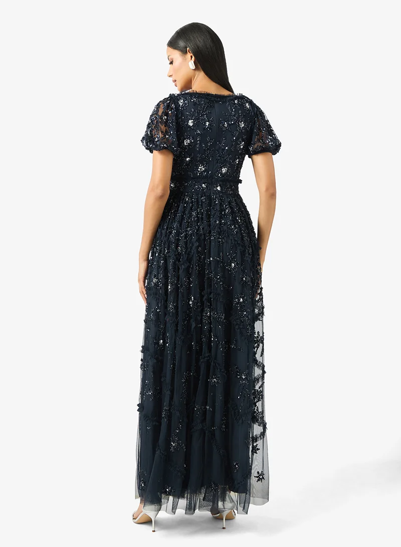 Maya Embellished Short Sleeve Maxi Dress