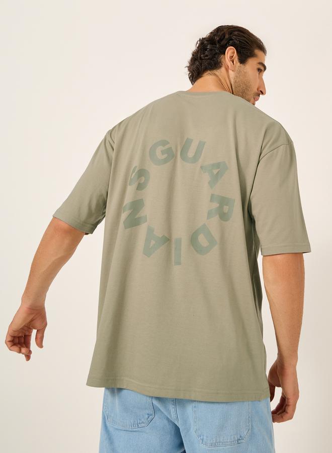 Styli Font Text Print Short Sleeve Oversized T-Shirt  - Image 1