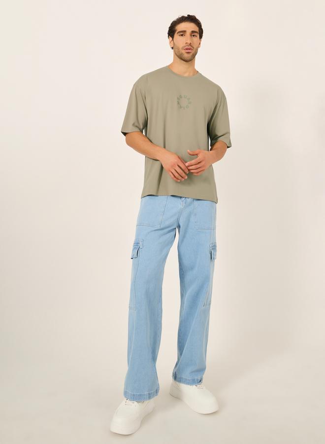 Styli Font Text Print Short Sleeve Oversized T-Shirt  - Image 2