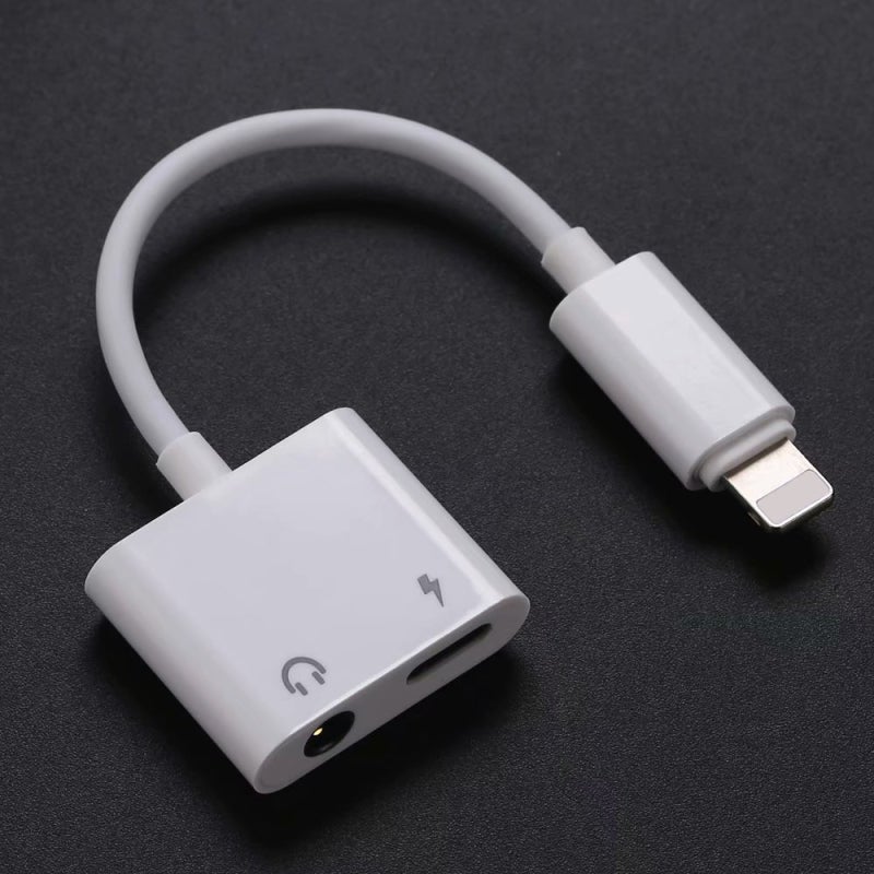 2-In-1 Charging Splitter White Compact Design Music Adapter - Stable Transmission High-Speed Charging Audio Output for Portable Devices - Image 2