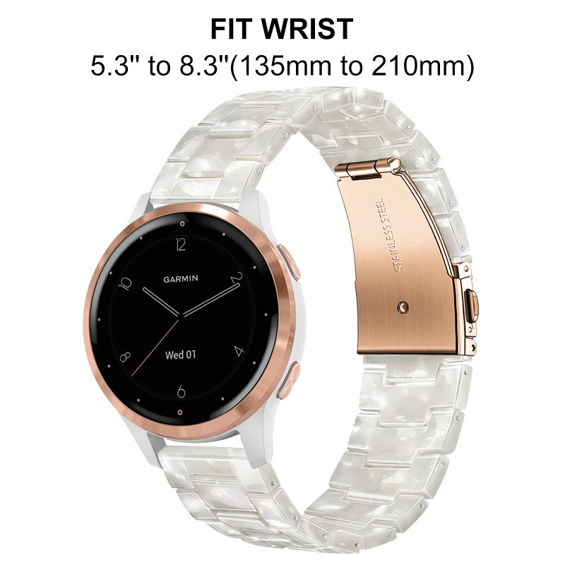 TRUMiRR Band for Garmin Vivoactive 4S/Venu 2S/Venu 3S/Vivomove 3S/Forerunner 265S Women, 18mm Resin Watchband Stainless Steel Buckle Strap for Fossil Women's Gen 6 42mm/Gen 5E 42mm,Rose Gold White - Image 2