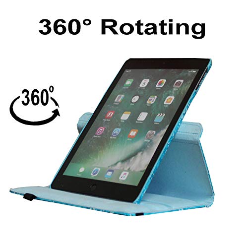 JYtrend Smart Case for iPad 5th / 6th Generation (9.7") with Pencil Holder, Rotating Stand Magnetic Auto Wake Sleep Cover for 2017/2018 iPad 9.7 Model A1893 A1954 A1822 A1823 (Embossed Blue Flower) - Image 5