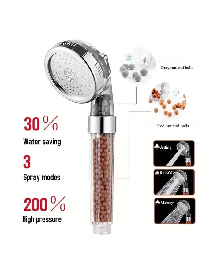 Reinforced Filter High Pressure Adjustable Shower Head 80mm Stainless Steel 3 Spray Modes - Image 4
