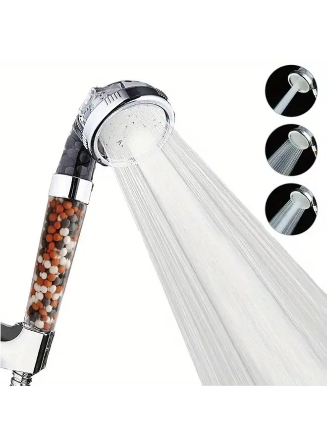 Reinforced Filter High Pressure Adjustable Shower Head 80mm Stainless Steel 3 Spray Modes - Image 2