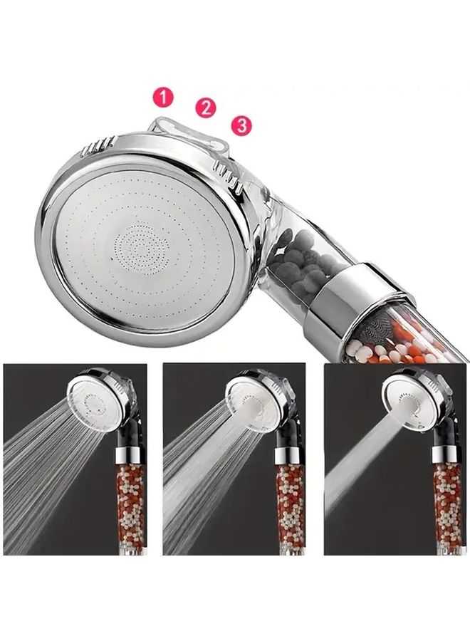 Reinforced Filter High Pressure Adjustable Shower Head 80mm Stainless Steel 3 Spray Modes - Image 1