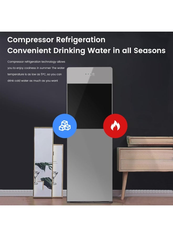 انفوسن موزع مياه تحميل سفلي بـ3 اعدادات لدرجة الحرارة - تبريد ساخن للغرفة والضغط، سعة تبريد 5-10 درجة مئوية L3/H، لحمل زجاجات سعة 3 او 5 جالون (فضي) - Image 5