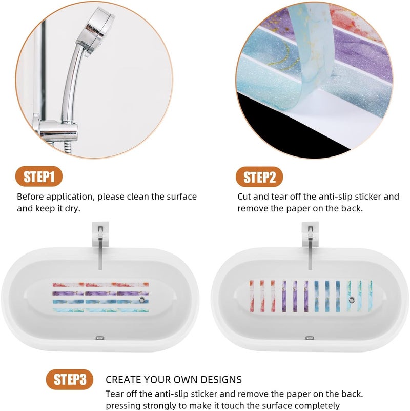 Secopad Anti Slip Colorful Shower Strips 24 PCS Bathtub Strips Adhesive Decals for Bath Tub Shower Stairs Ladders - Image 5