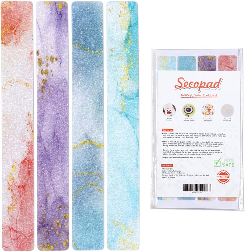 Secopad Anti Slip Colorful Shower Strips 24 PCS Bathtub Strips Adhesive Decals for Bath Tub Shower Stairs Ladders - Image 1