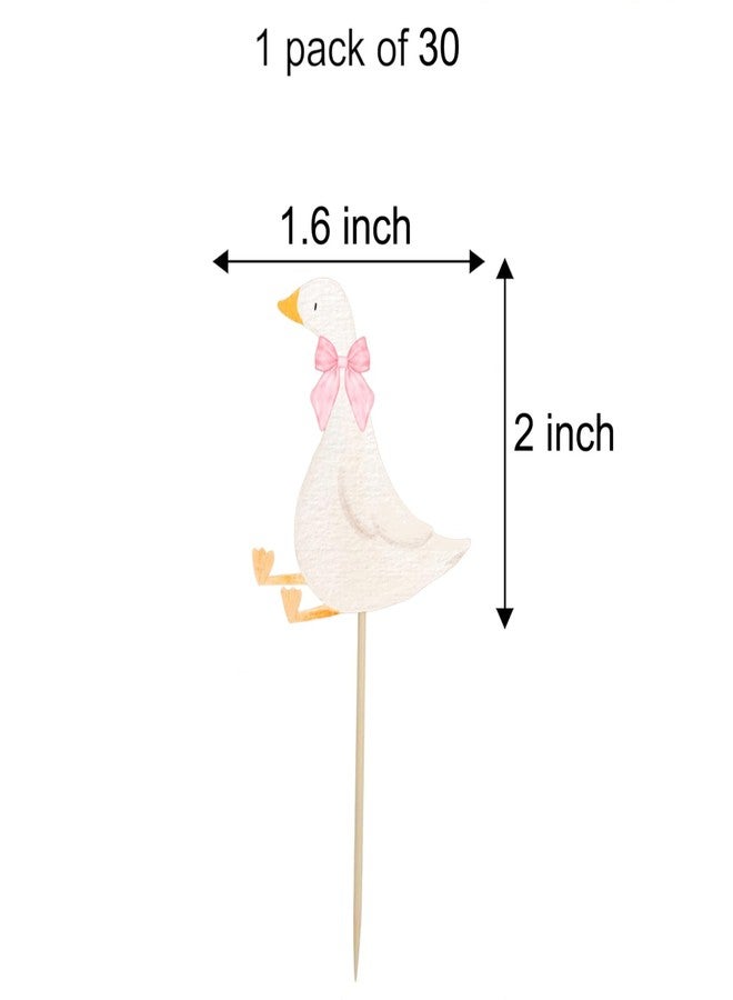 Finduat 30 Pcs Silly Goose Cupcake Toppers Birthday White Goose Baby Shower Theme Decorations Party Supplies for Cake Decorations Birthday Party Supplies - Image 2