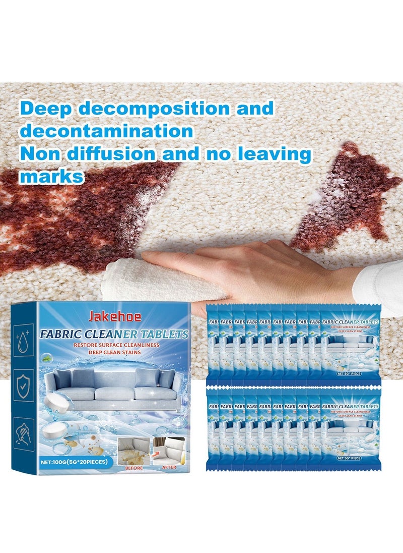 20 PCS Fabric Sofa Cleaner Tablets, Deep Clean Floor Mat, Sofa Tablecloth, Multifunctional Concentrated Effervescent Sheet, Sofa Fabric Seat Cleaner, Fabric Deodoriser & Stain Remover