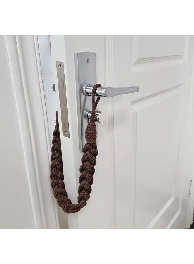 Gray Rope Silent Door Stopper Handwoven Fabric Wedge Floor Wall Protection - Image 4