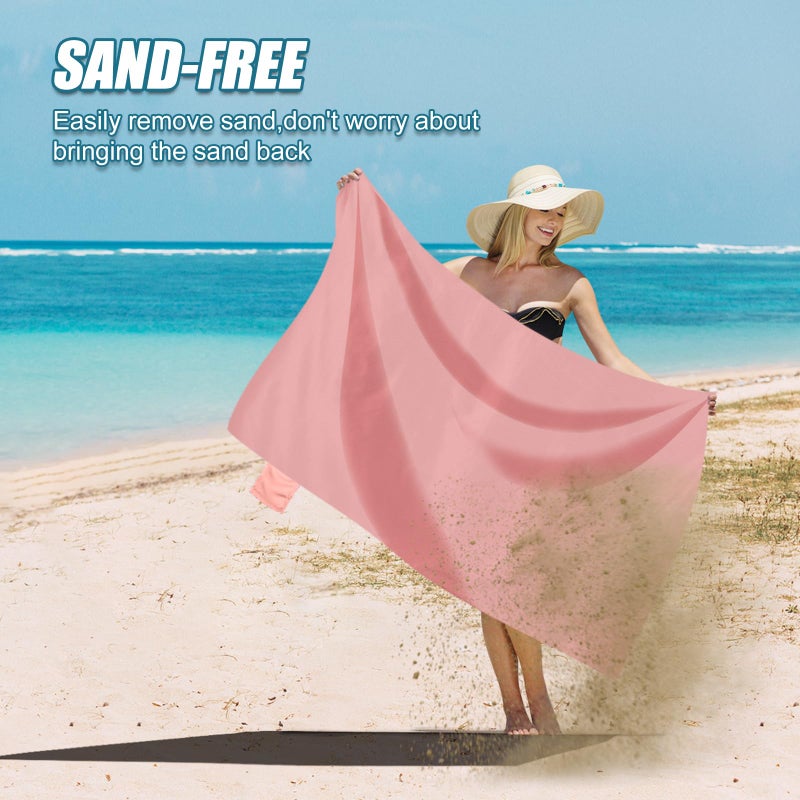 Odoland Beach Blanket Picnic Blanket, 43.3" x 27.5" SandProof Waterproof Outdoor Pocket Blanket with Portable Bag, Foldable Lightweight Sand Free Beach Mat for 1 People Hiking, Camping, Travel, Pink - Image 4