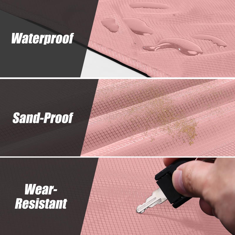 Odoland Beach Blanket Picnic Blanket, 43.3" x 27.5" SandProof Waterproof Outdoor Pocket Blanket with Portable Bag, Foldable Lightweight Sand Free Beach Mat for 1 People Hiking, Camping, Travel, Pink - Image 3