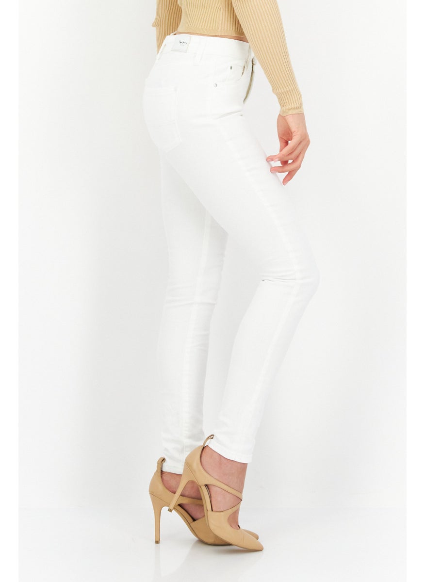 Pepe Jeans Women Skinny Fit Plain Non-Stretchable Jeans, Off White  - Image 4