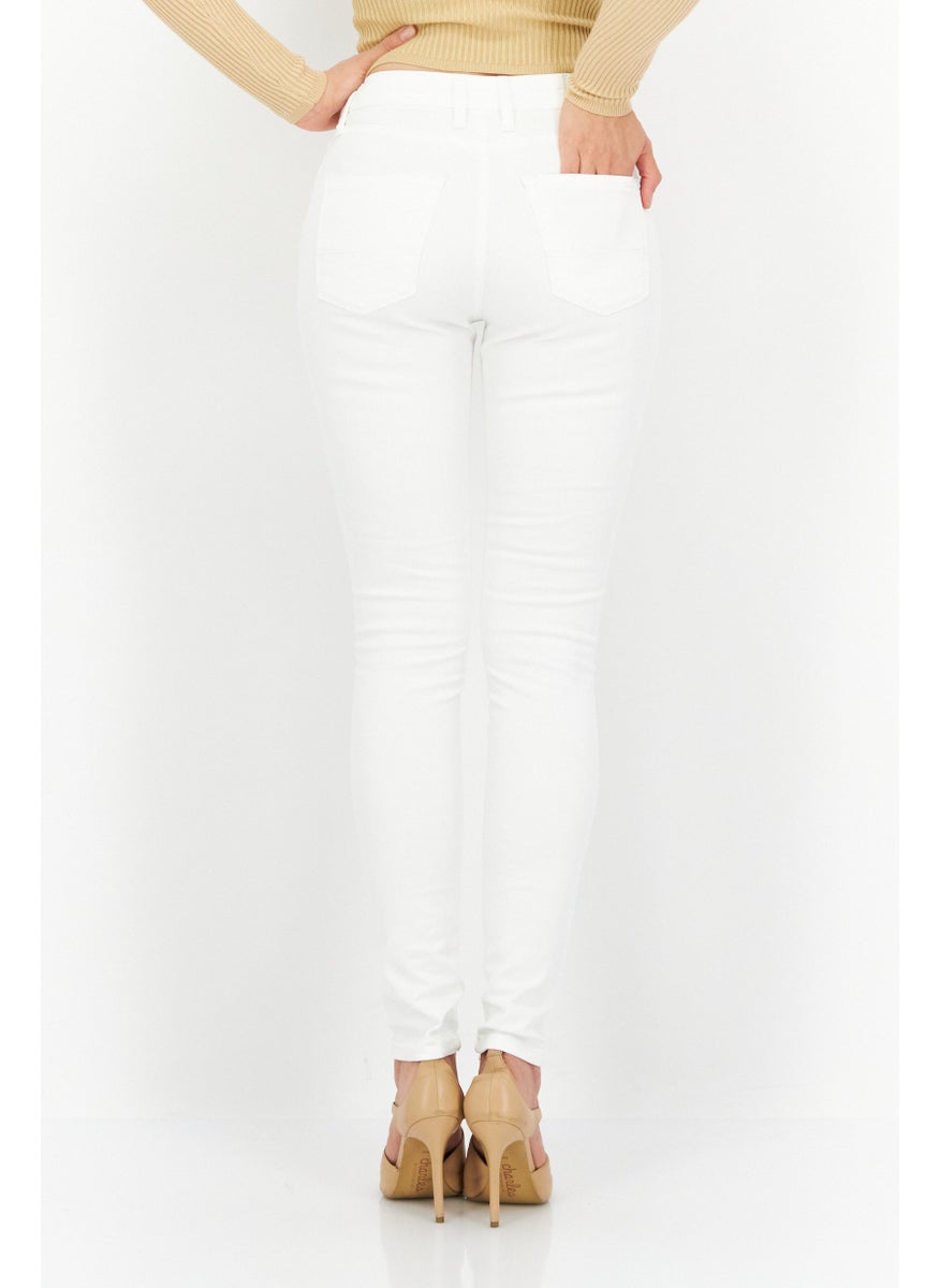 Pepe Jeans Women Skinny Fit Plain Non-Stretchable Jeans, Off White  - Image 2