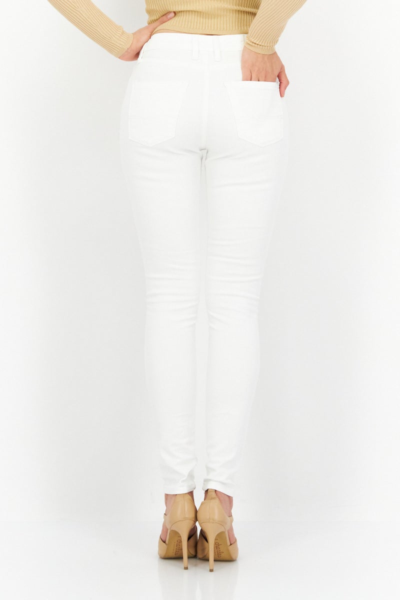Pepe Jeans Women Skinny Fit Plain Non-Stretchable Jeans, Off White - Image 2