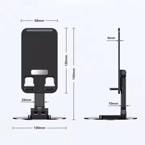 TAZLYN Mobile Stand for Desk Phone Stand for Desk 360°Rotatable & Foldable All Smartphone Tablet Mobile Stand for Compatible Base Multiple adjustments of Height and Angle(Black) - Image 3
