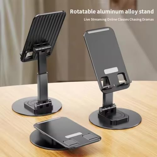 TAZLYN Mobile Stand for Desk Phone Stand for Desk 360°Rotatable & Foldable All Smartphone Tablet Mobile Stand for Compatible Base Multiple adjustments of Height and Angle(Black) - Image 5