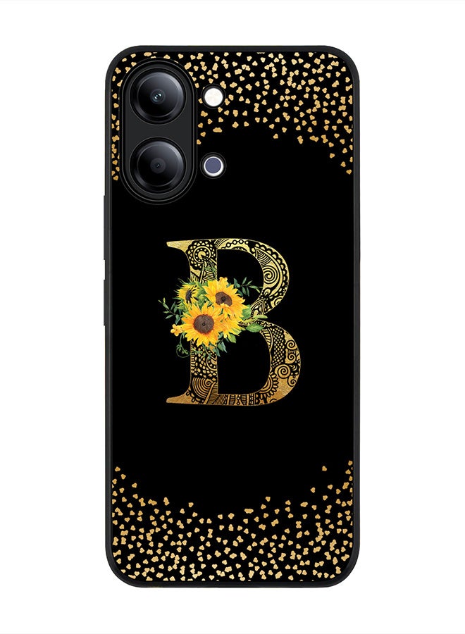 Stylizedd For vivo Y21 / Y11 Case,Slim fit Camera Protection, Shockproof Thin Phone cover  - Custom Floral Monogram - B ( Black ) - Image 1