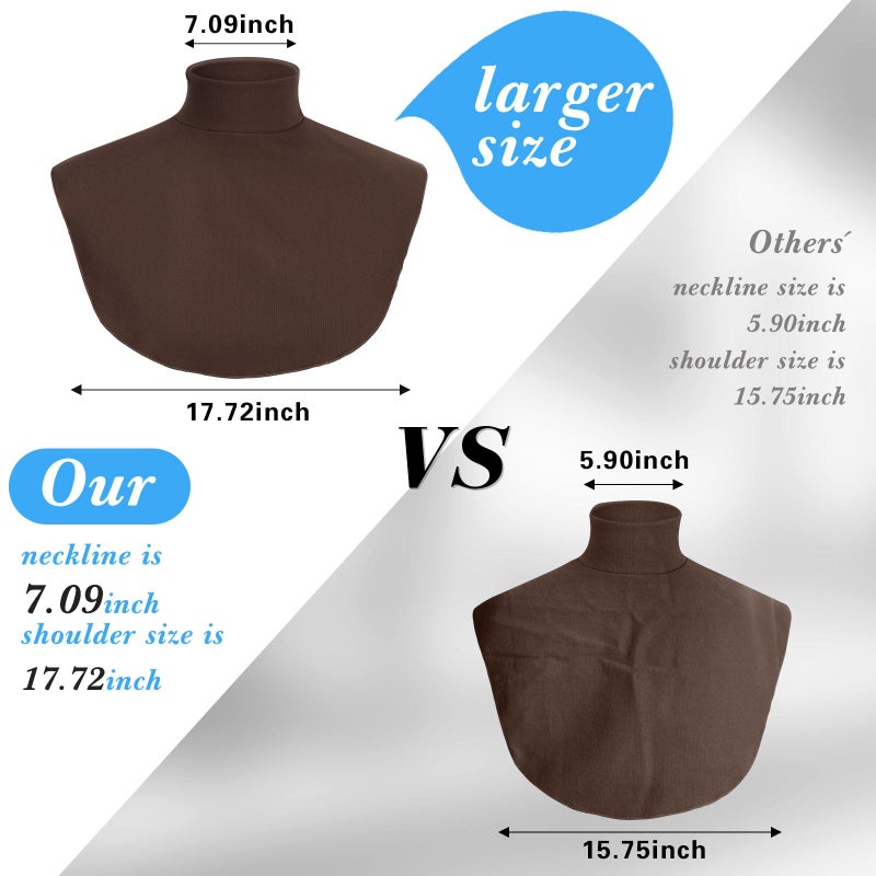 Cutecrop 1pcs Turtleneck Dickey Extra Large Fake Collar Detachable Dickey Collar Half Mock Turtleneck for Men Women (18 Inches,Coffee) - Image 4