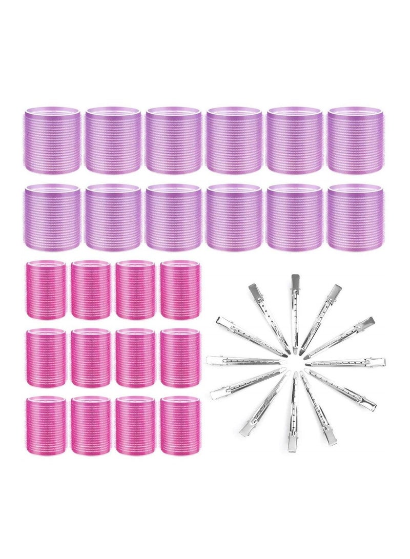 NIBEMINENT Hair Rollers, SYOSI 36Pcs Roller Sets with Stainless Steel Duckbill Clip, 2 Size Self Grip Curlers - Image 1