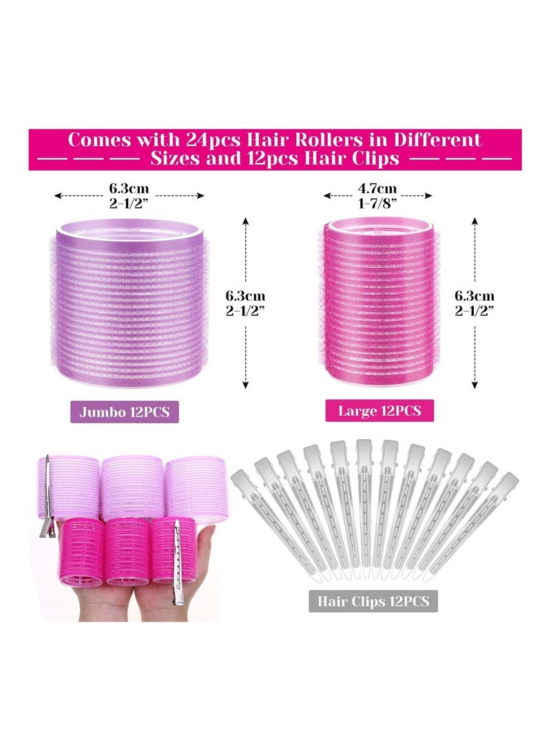 NIBEMINENT Hair Rollers, SYOSI 36Pcs Roller Sets with Stainless Steel Duckbill Clip, 2 Size Self Grip Curlers - Image 5