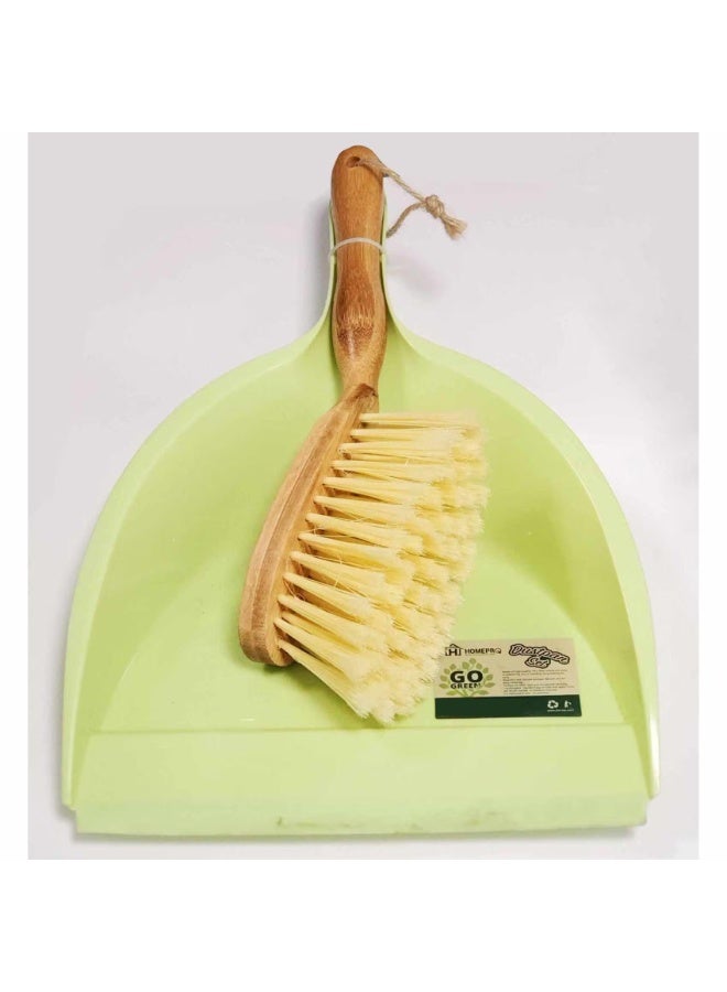 HomePro Go Green Bamboo Dustpan With Brush Set Multicolour - Image 1