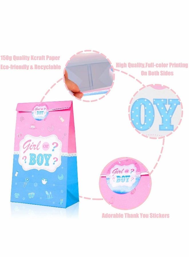 Party Favor Bags, Gender Reveal Themed Gifts Bag, Decorations Goody Treat with Pink and Blue Stickers for Boy or Girl Baby Shower Favors Supplies SET of 20 - Image 4