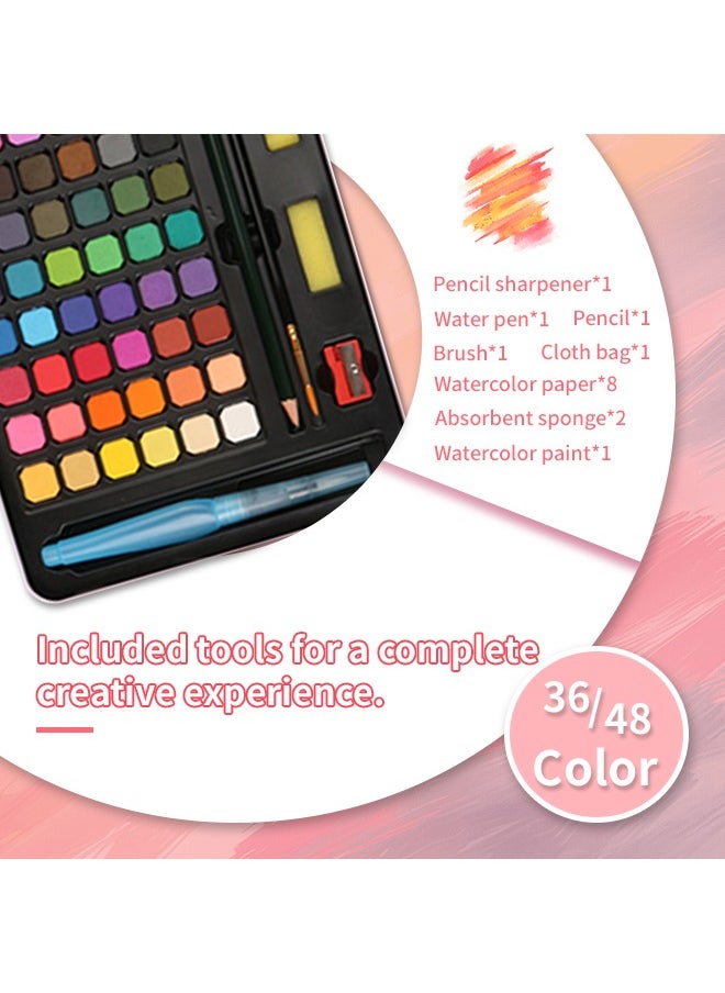 Generic - 36-Color Solid Watercolor, Professional Watercolor Paint Set, Quick Drying and No Smudging, Easy to Color,Suitable for Beginners, Art Lovers, Illustrators - Image 1