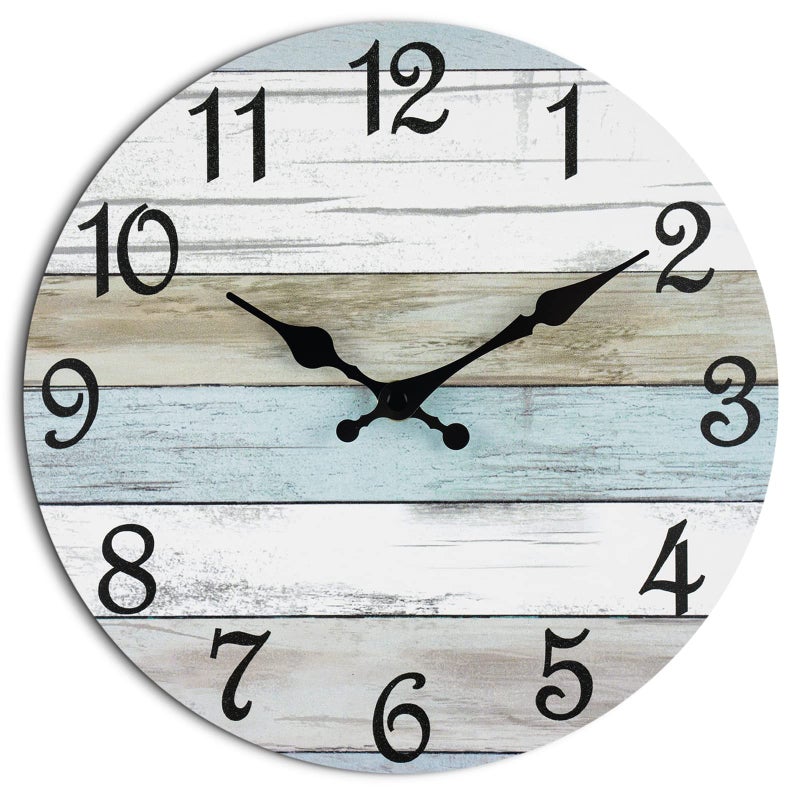 CHYLIN Wall Clock Silent Non Ticking Wall Clocks Battery Operated Rustic Coastal Country Clock Decorative for Bathroom Kitchen10 Inch