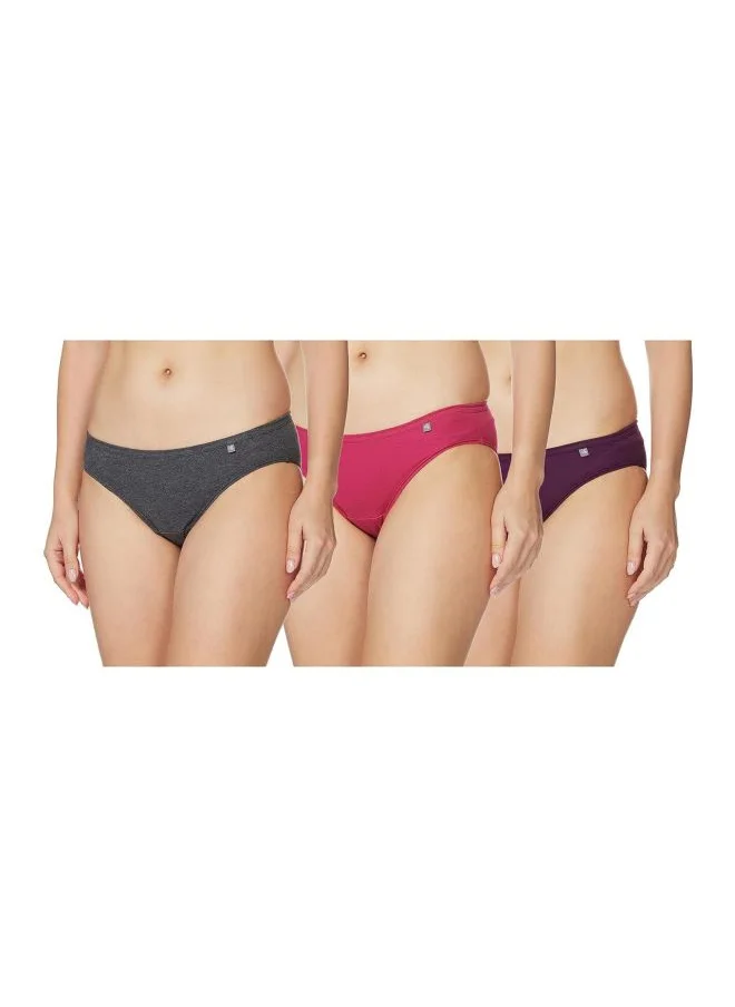 جوكي Jockey 1410 Women Medium Coverage Super Combed Cotton Mid Waist Bikini with Concealed Waistband Pack of 3