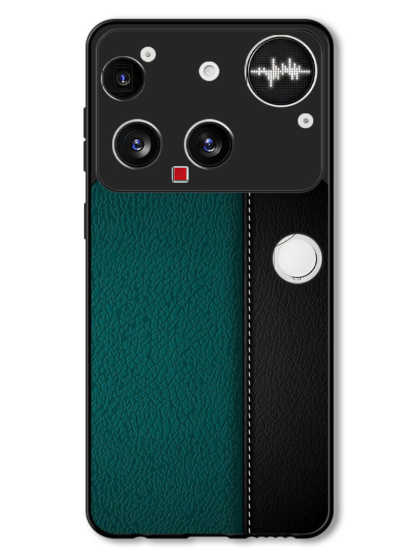 Theodor حافظة متوافقة مع هاتف ناثينغ (3) 6.67 بوصة حماية مضادة للصدمات غطاء بامبر نمط جلد أخضر وأسود - Image 1